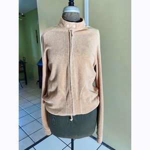 Vtg Juicy couture terrycloth camel zipper jacket women size XL